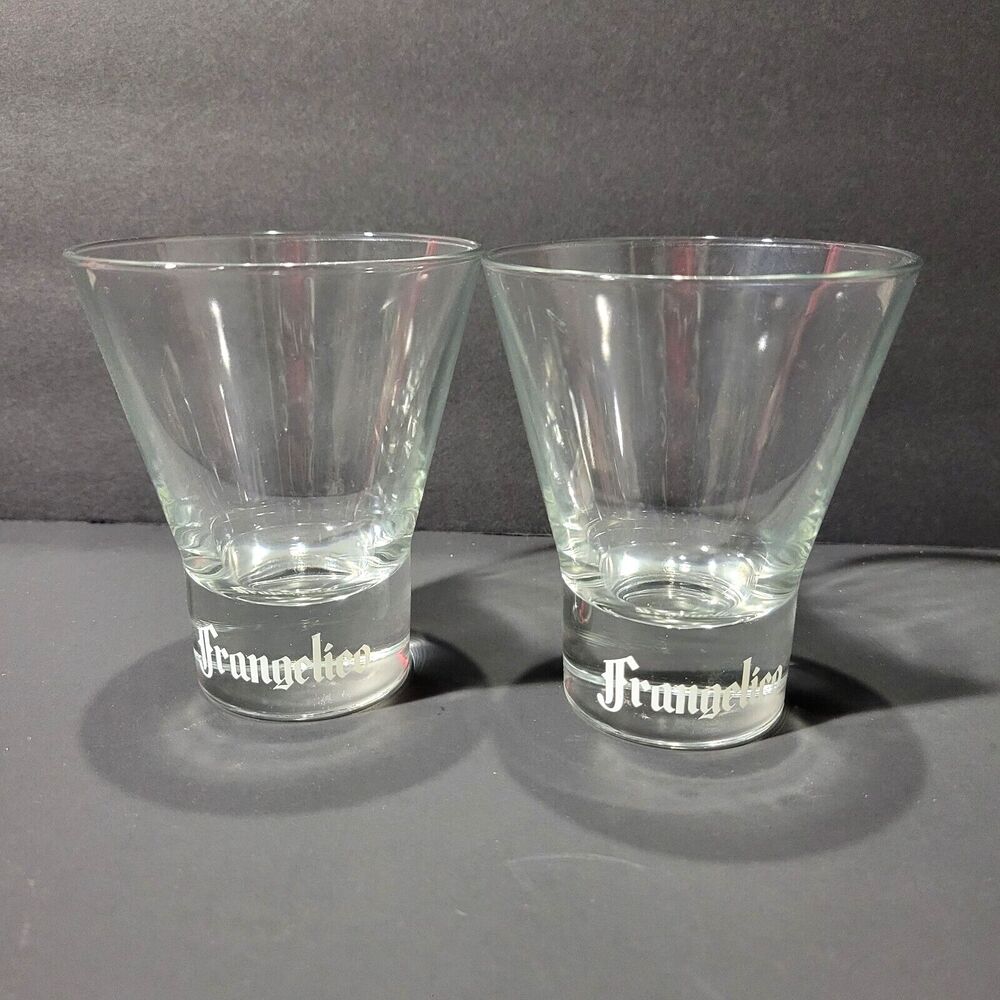 Frangelico Liqueur Glasses Set of 2 Cone Heavy Bottom Lowball Rocks Glass